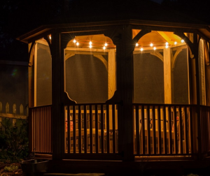 Wooden Gazebo with lights